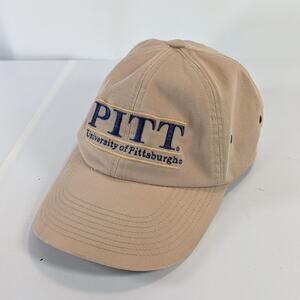 Vintage Pitt University Of Pittsburgh The Game Split Bar Snapback Cap Hat Beige